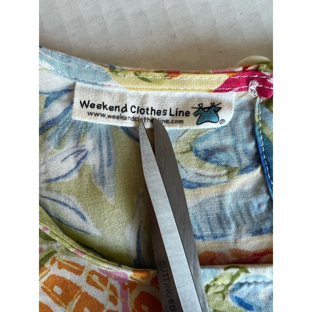 Summer Ready Weekend Clothes Line Multi Printed Beachy Patchwork Resort  Dress L - Picture 6 of 13